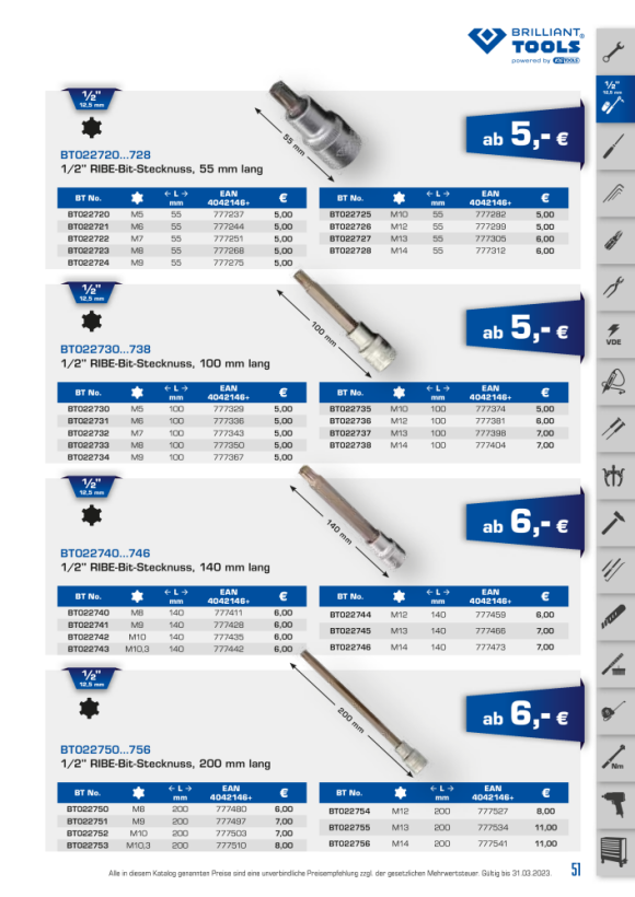 Brilliant  1/2" Bit-Schraubendreher, TORX, 55mm, TX 25 BT022971