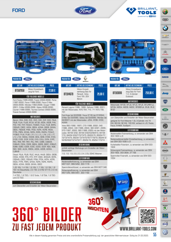Brilliant  Motor-Einstellwerkzeug | für Ford |  1.0, 3-Zylinder Ecoboost | 16-tlg. BT593010