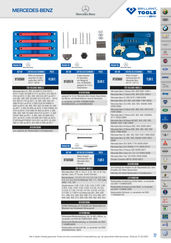 Brilliant  Motor-Einstellwerkzeug | für Mercedes |  M271 | 5-tlg. BT593380