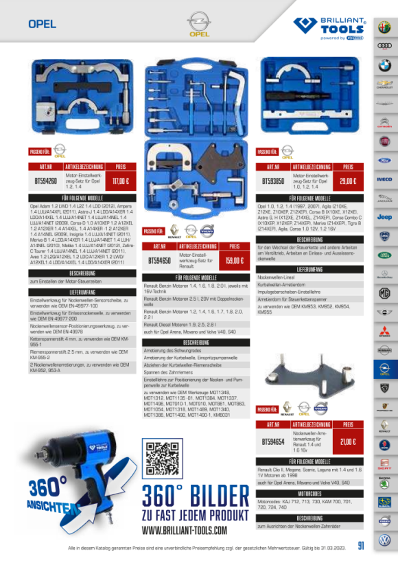 Brilliant  Motor-Einstellwerkzeug | für Opel | 7-tlg. BT594240