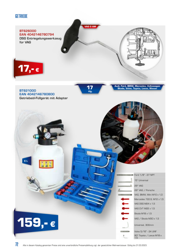 Brilliant  Getriebeöl-Füllgerät mit Adapter BT621000