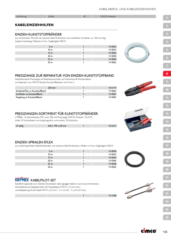 CIMCO Kabel-Einziehdraht Perlon 20 m, ca. 130mm lang, Zugfestigkeit 900N 140058