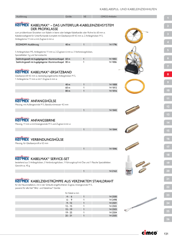 CIMCO Kabelziehstrumpf für KatiBlitz- und Kabelmax-Geräte, Kabeldurchmesser 6-9mm 142498