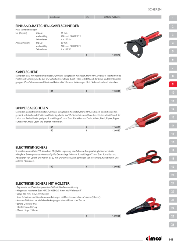 CIMCO Kabelschere mit auswechselbaren Messerköpfen bis 42 mm 300 mm² 120151