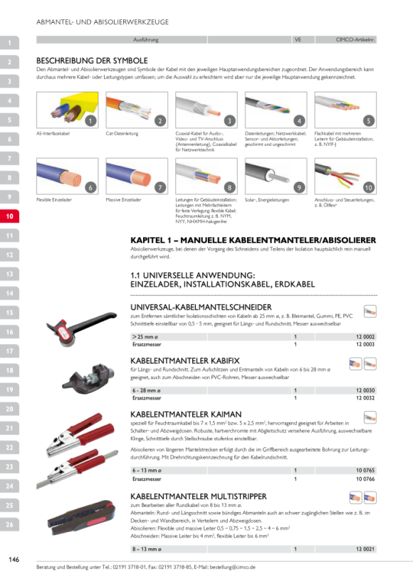 CIMCO Abmantelzange Kaiman für Feuchtraumkabel bis 12mm Durchmesser 100765