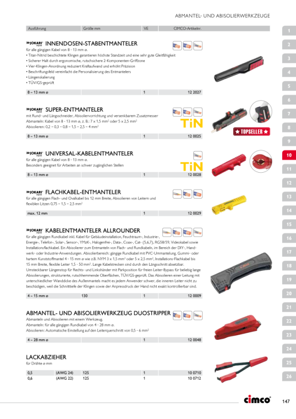 CIMCO Abmantelzange Kaiman für Feuchtraumkabel bis 12mm Durchmesser 100765