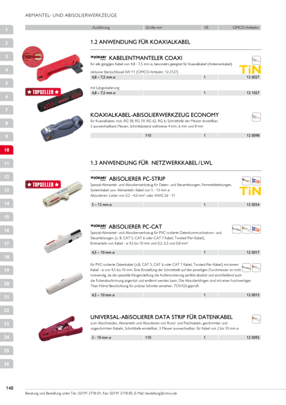 CIMCO Automatische Abisolierzange für flexible Litzen und massive Leiter von 0,08-6 mm² 100730