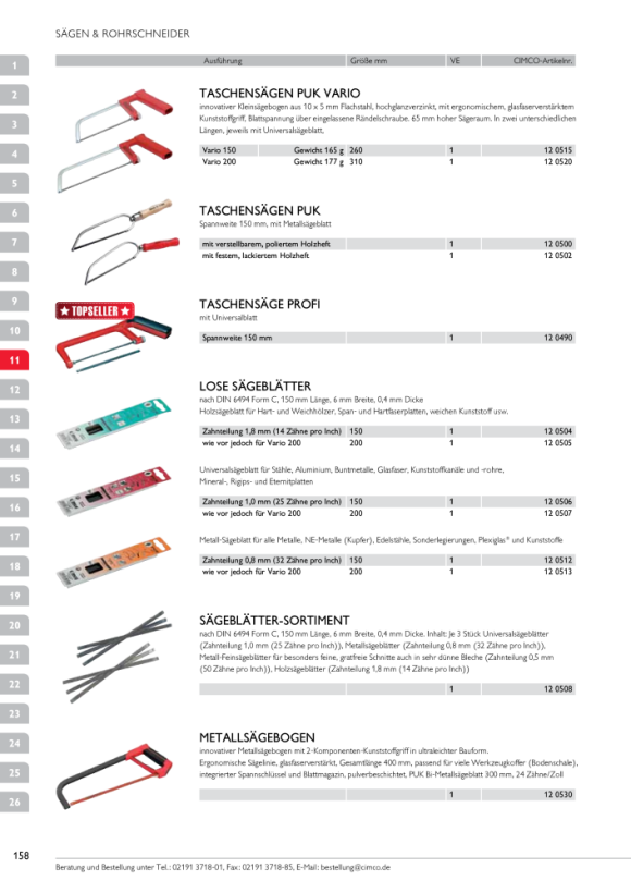 CIMCO Lose Sägeblätter Zahnteilung 1,8 mm (14 Zähne pro Inch) 120504