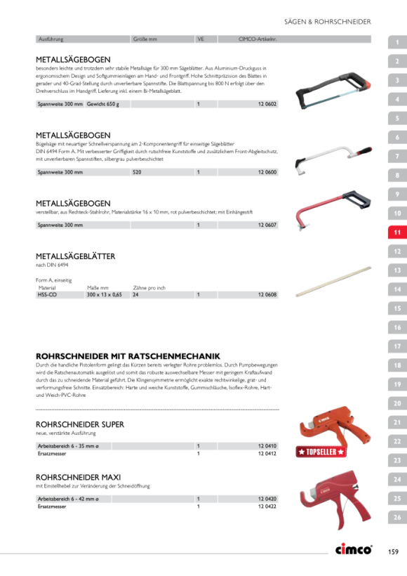 CIMCO Lose Sägeblätter Zahnteilung 1,8 mm (14 Zähne pro Inch) 120504