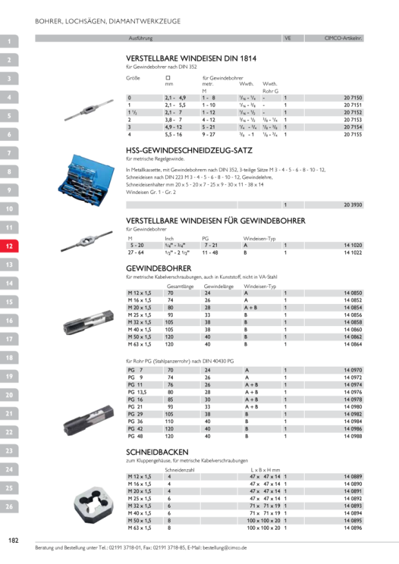 CIMCO Gewindebohrer M63x1,5, Gesamtlänge 120mm, Gewindelänge 40 140864