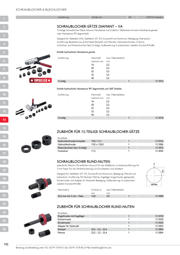 CIMCO Schraublocher Rund-Nuten 22,5 132800