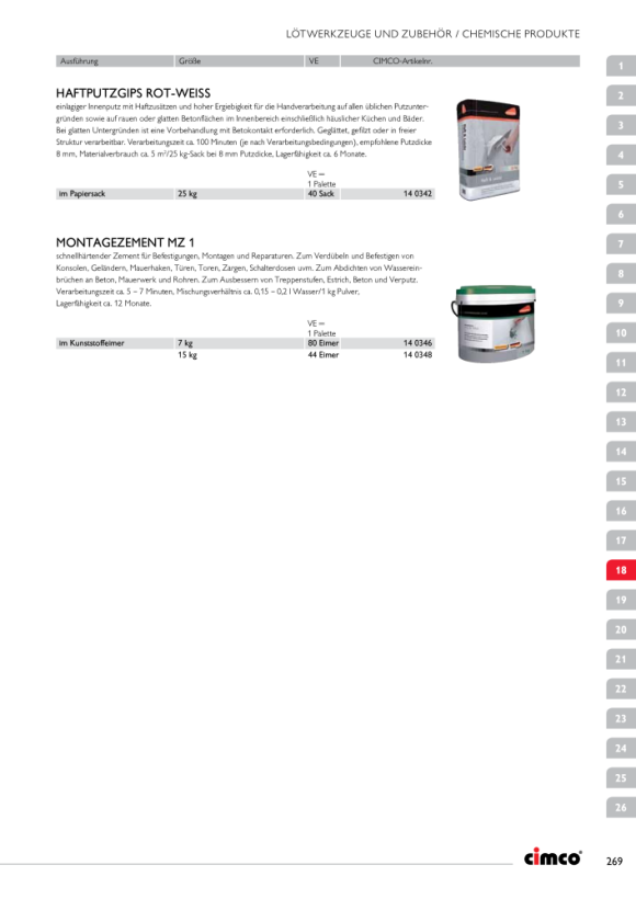 CIMCO Bau- und Elektrikergips im Papiersack 5 kg 140334