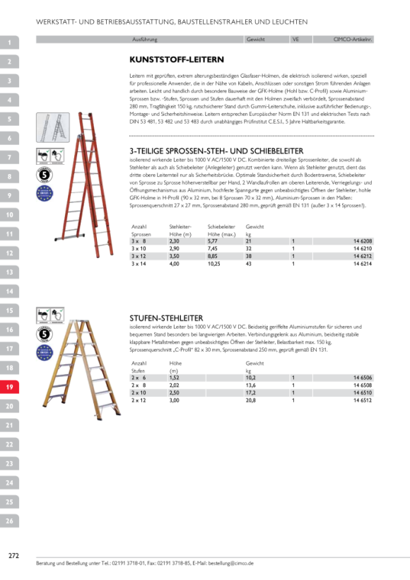 CIMCO Aluminium-Teleskop-Leiter mit 2x7 Stufen 146707