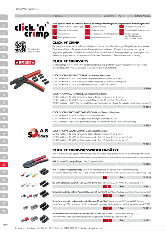 CIMCO Ersatzprofil zu Presszangensystem Click´n´Crimp 106005 für MC4 Stecker 106028