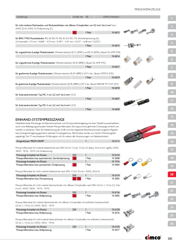 CIMCO Ersatzprofil zu Presszangensystem Click´n´Crimp 106005 für MC4 Stecker 106028