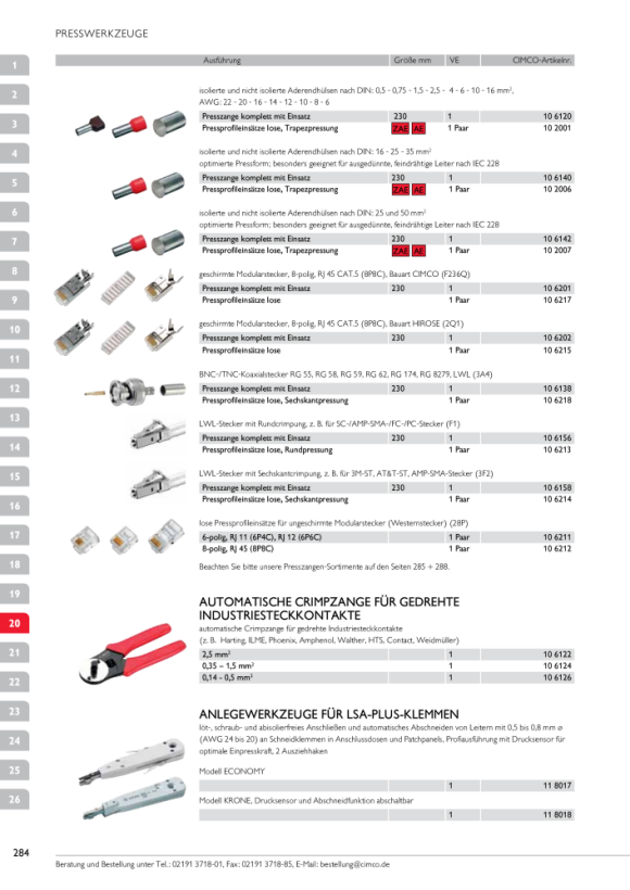 CIMCO Crimpzange für gedrehte Stecker, 0,35-1,5mm² 106124