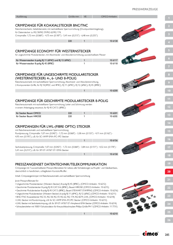 CIMCO Crimpzange für gedrehte Stecker, 0,35-1,5mm² 106124