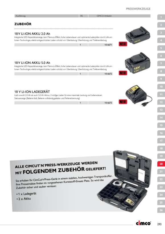 CIMCO 18V Li-Ion Akku 2.0Ah für CimPress und CimCut 106671