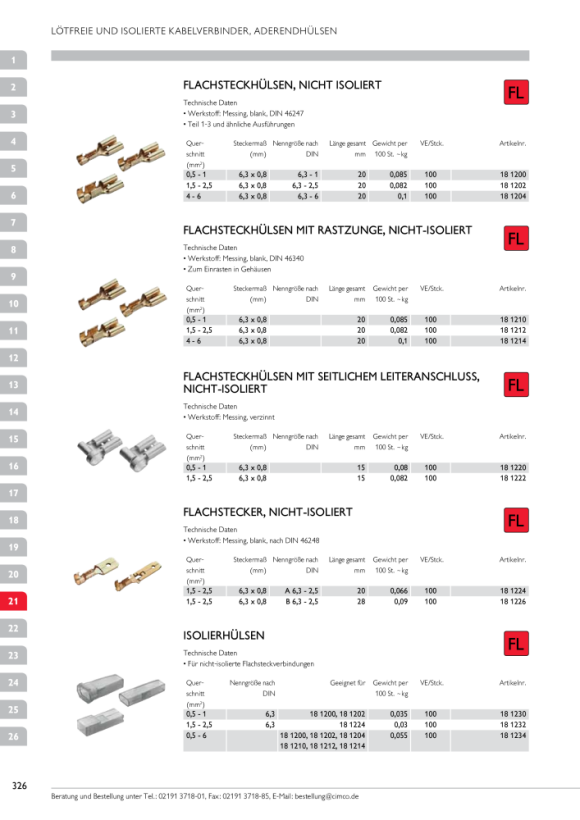 CIMCO Flachsteckhülse blank 6,3-6 181204