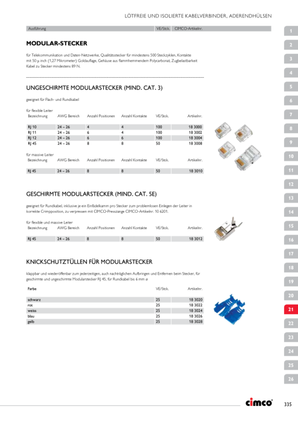 CIMCO Modularstecker RJ12 6/6, ungeschirmt für flexible Leiter, Flach- und Rundkabel 183004