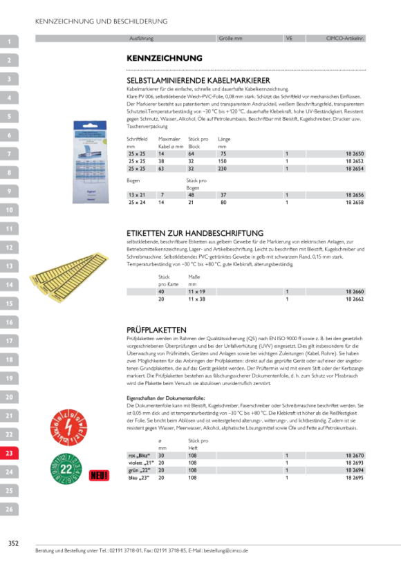 CIMCO Leiterkennzeichnung Neutralleiter Schutzfunktion 182630