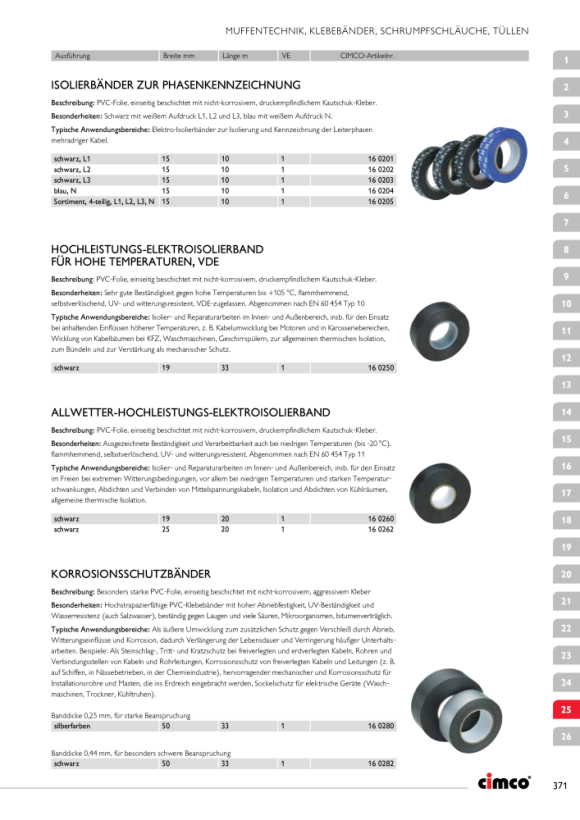 CIMCO Elektroisolierband für hohe Temperaturen, Farbe schwarz 19mmx33m 160250