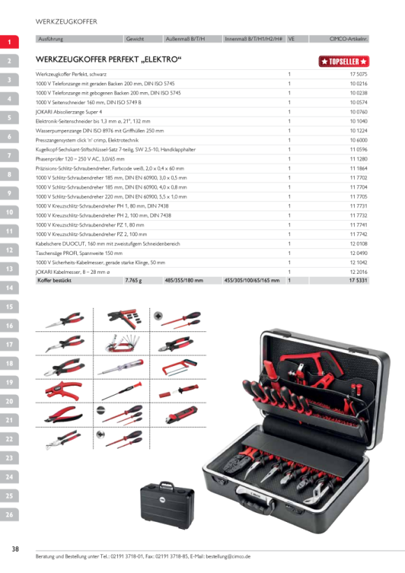 CIMCO Bestückter Werkzeugkoffer Perfekt 175331