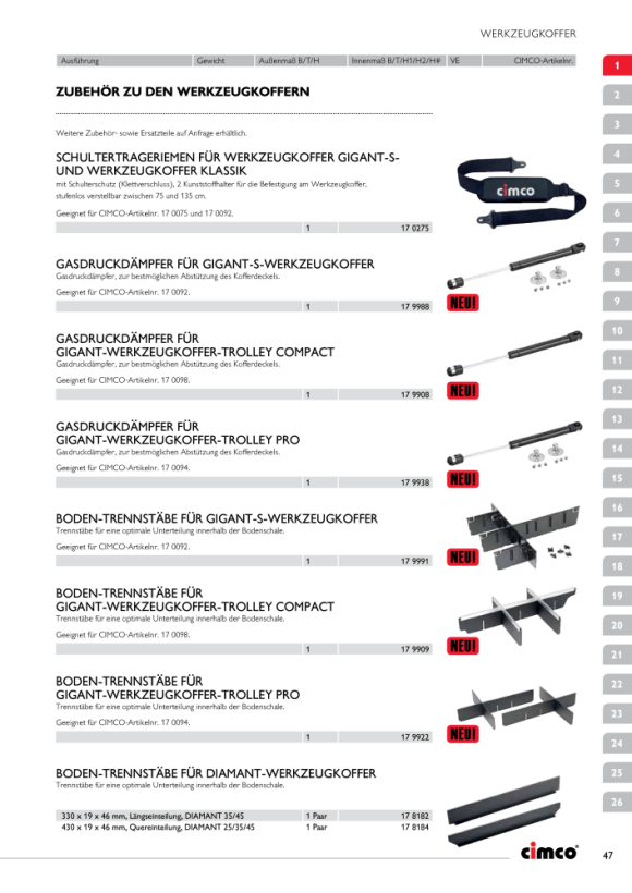 CIMCO Trennsteg Quer für Meisterkoffer Diamant 25-45T 178184