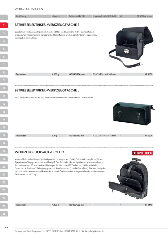 CIMCO Werkzeugrucksack-Trolley 170440