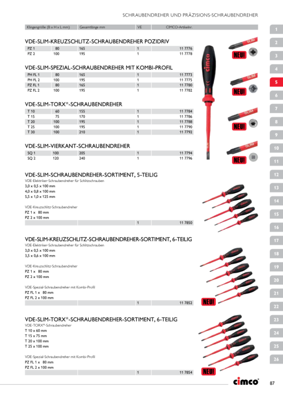 CIMCO VDE-Kreuzschlitz-Schraubendreher SLIM 6-teilig 117852