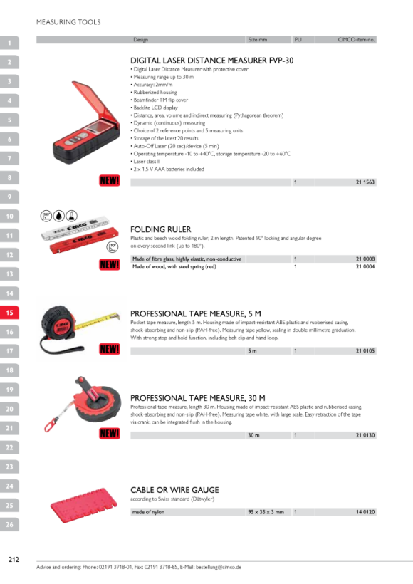 CIMCO Bandmaß 30m schwarz/rot 210130