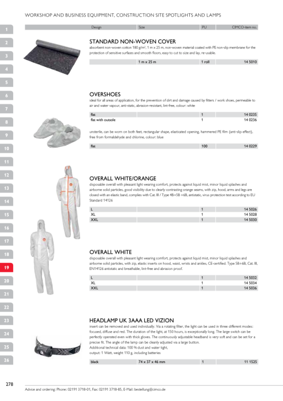 CIMCO Abdeckvlies Standard LxB 1x25m, 180 g/qm, Schutz empfindlicher Oberflächen, wiederverwendbar 145010