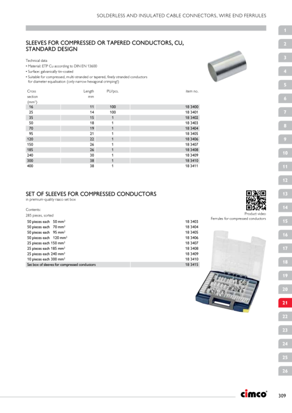 CIMCO Rohrkabelschuh für Schaltergeräteanschlüsse, Querschnitt 50 mm², M6 183802