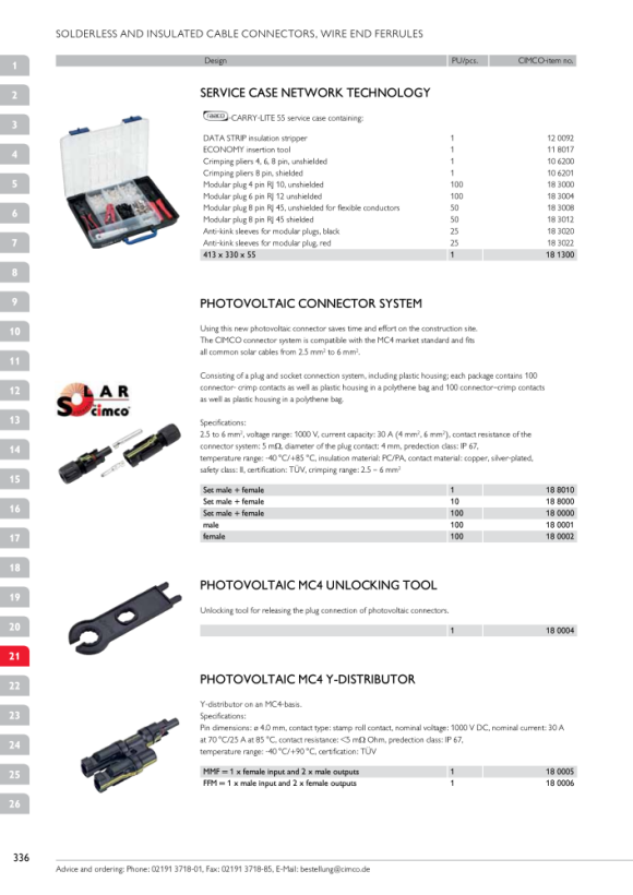 CIMCO Photovoltaik-Steckverbinder-System, Set 188010