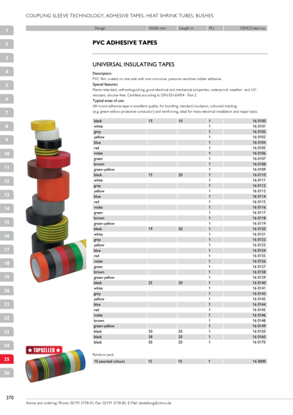 CIMCO Isolierband Universal DIN EN 60454 Farbe weiß 19mmx25m 160131