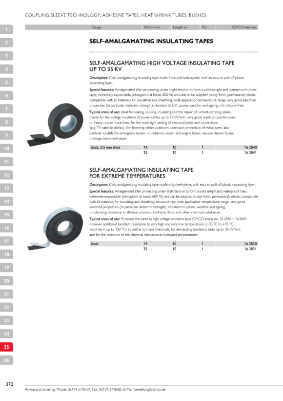 CIMCO Selbstverschweißend Hochspannungs-Isolierband, Farbe Schwarz LxB 10mx19mm 162840