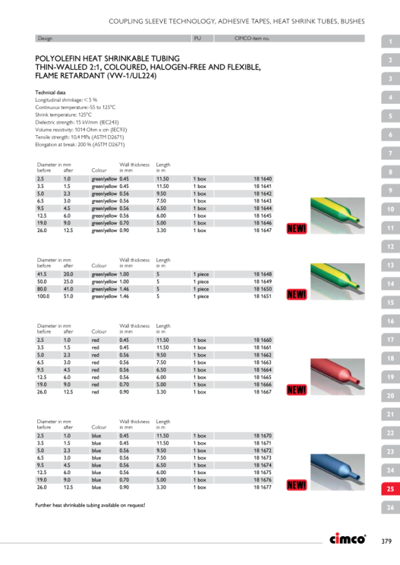 CIMCO Schrumpfschlauch 26,0/12,5mm, 3,3m 181647