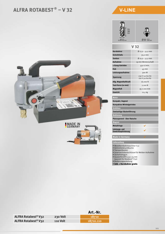 ALFRA Rotabest borrmaskin för metallkärnor V32 18710