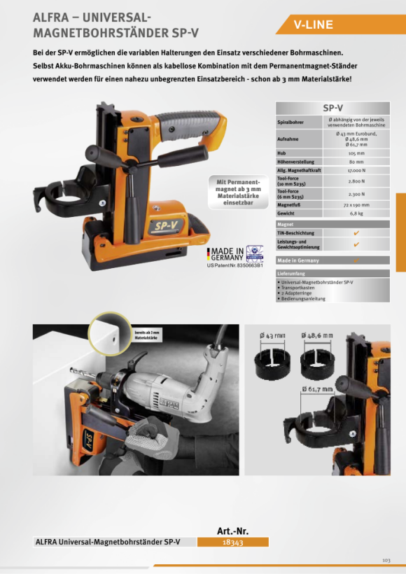 ALFRA universele magneetboormachine SP-V 18343