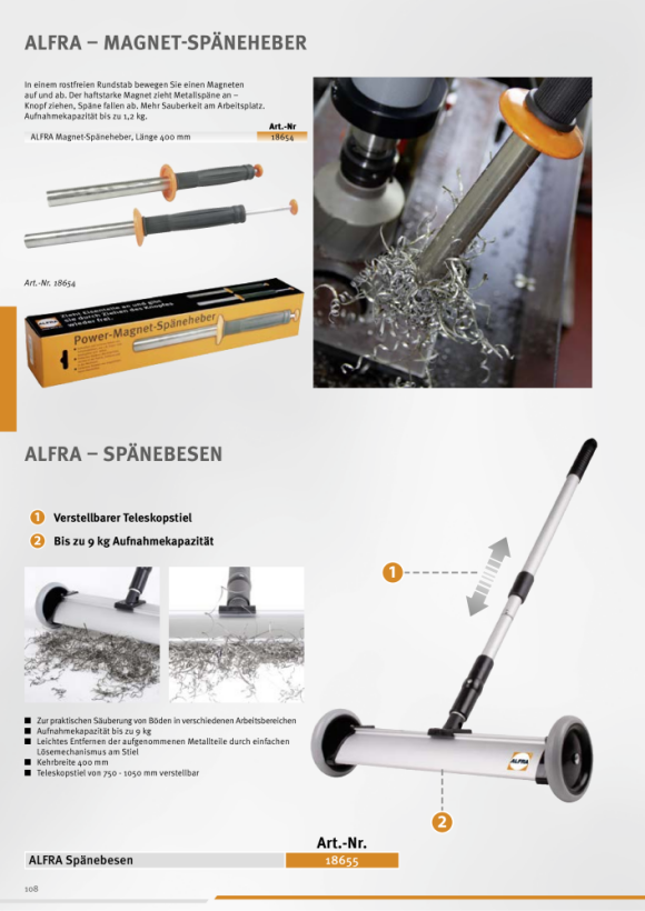 ALFRA Magnetische spaanheffer met telescopische handgreep 18655