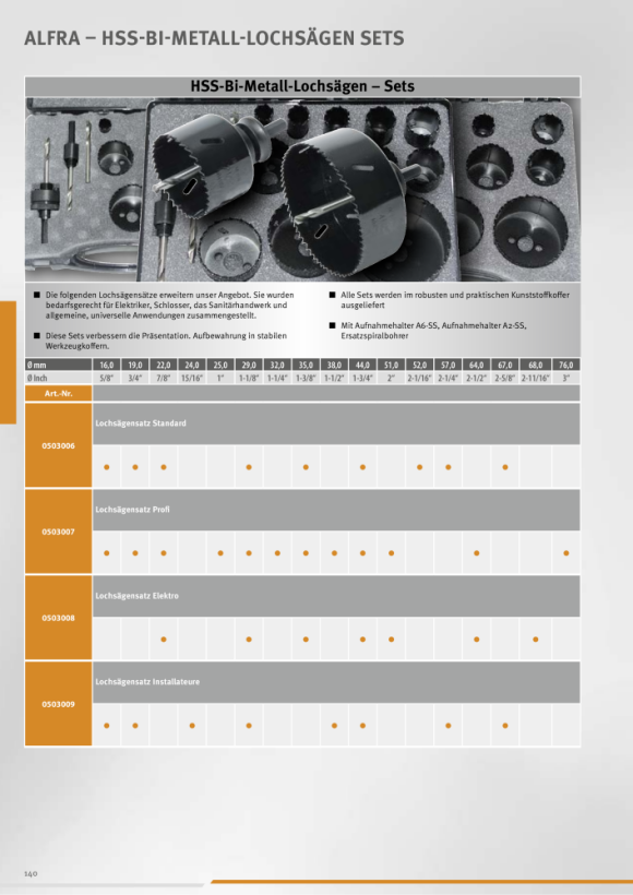 ALFRA HSS-Bi Lochsägen-Satz Elektro 0503008