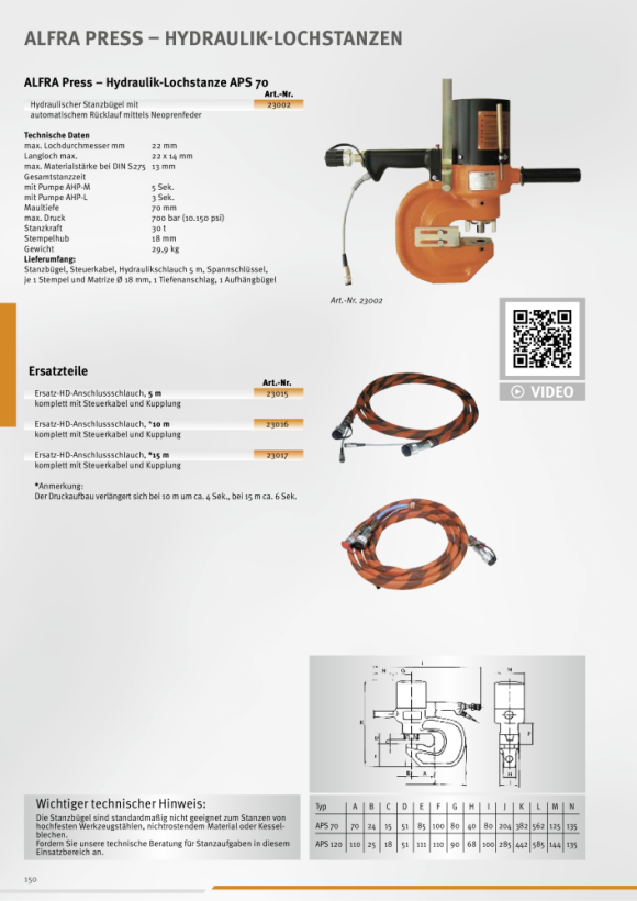 ALFRA Hydraul.-Schlauchpaket 15 Meter 23017