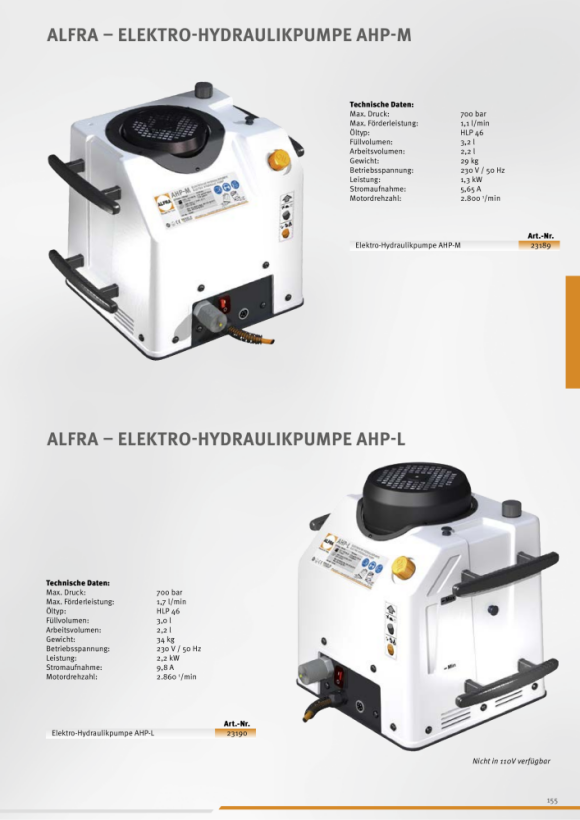 ALFRA Hydraulische pomp, AHP-M, 230V 50Hz 23189