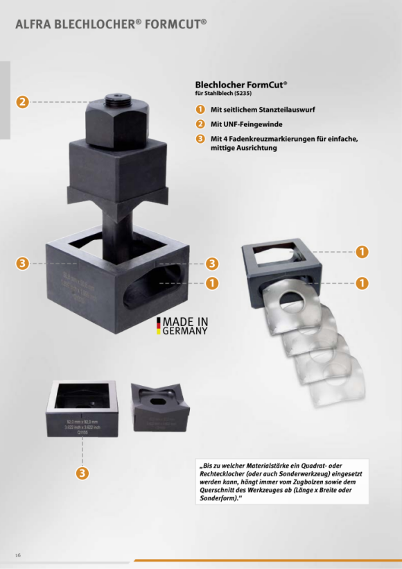 ALFRA Plaatperforator FormCut - rechthoekig - voor plaatstaal (S235) 21,8 mm x 25,8 mm 01318