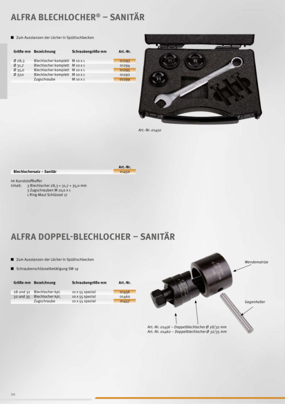 ALFRA Borgmoer voor plaatperforator 25-polig, draad Ø 9,5 mm 01447