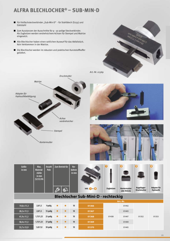 ALFRA Borgmoer voor plaatperforator 37-polig, draad Ø 9,5 mm 01444