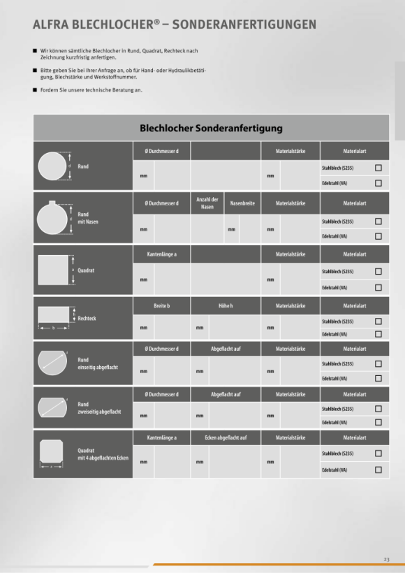 ALFRA Blechlocher Sonderform VA Ø 22,5 mm 014201