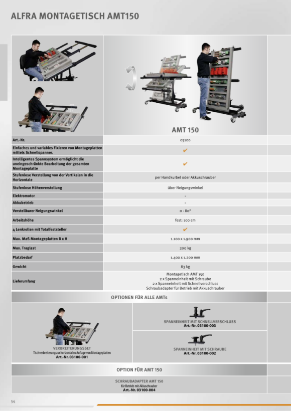 ALFRA AMT 150 montagetafel voor montageplaten 03100