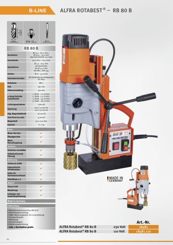 ALFRA Rotabest kernboormachine RB 80 B (230V) 18481