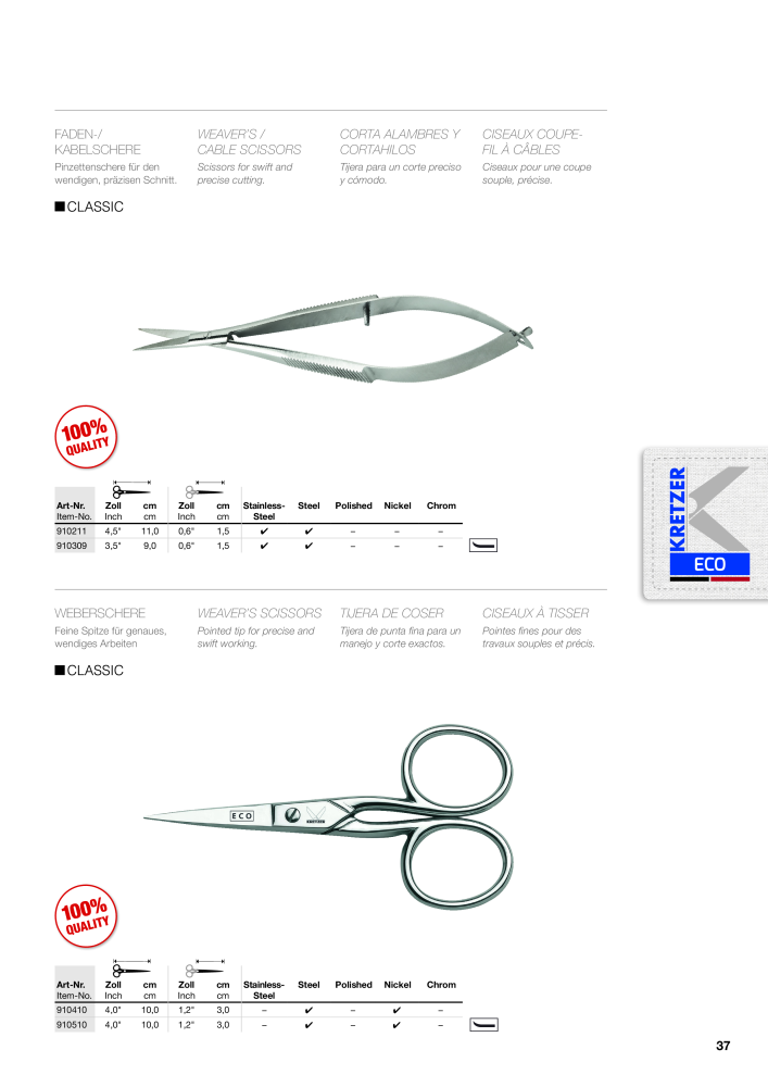 KRETZER - Katalog Scheren für Textilien NEJ.: 20179 - Sida 37